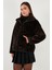 Oversize Fit Dik Yaka Fermuarlı Kürk Bayan Kürk 497ZETA 5