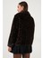 Oversize Fit Dik Yaka Fermuarlı Kürk Bayan Kürk 497ZETA 7