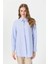 Oxford Dokulu Arkası Pileli Tunik Mavi 2