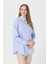 Oxford Dokulu Arkası Pileli Tunik Mavi 4