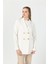 Kendinden Desenli Iri Düğmeli Ceket Ekru 5