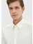 Ekru Düz Casual Fit Dokuma Casual Pamuk Karışımlı Gömlek 3