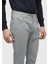 Gri Düz Dokuma Slim Fit Casual Pamuk Karışımlı Pantolon 4
