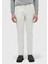 Ekru Düz Dokuma Slim Fit Casual Pamuk Karışımlı Pantolon 2