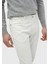 Ekru Düz Dokuma Slim Fit Casual Pamuk Karışımlı Pantolon 4