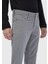 Gri Düz Dokuma Slim Fit Casual Pamuk Karışımlı Pantolon 4