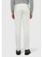Ekru Düz Dokuma Slim Fit Casual Pamuk Karışımlı Pantolon 5