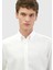 Beyaz Düz Casual Fit Dokuma Casual Gömlek 3