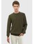 Haki Bisiklet Yaka Jakarlı Triko Kazak 1