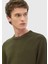 Haki Bisiklet Yaka Jakarlı Triko Kazak 3