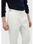 Ekru Düz Dokuma Carrot Fit Casual Pamuk Karışımlı Pantolon 4
