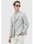 Açık Gri Kareli Shirt Shoulder Slim Fit Yün Karışımlı Ceket 1