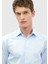 Koyu Mavi Düz Slim Fit Dokuma Klasik %100 Pamuk Gömlek 3