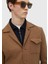 Deve Tüyü Düz Shirt Shoulder Slim Fit Yün Karışımlı Ceket 5