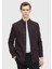 Bordo Düz Shirt Shoulder Slim Fit Yün Karışımlı Örme Ceket 3
