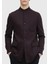 Bordo Düz Shirt Shoulder Slim Fit Yün Karışımlı Örme Ceket 4