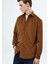 Kahverengi Düz Casual Fit Dokuma Kadife Casual %100 Pamuk Gömlek 3