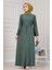Beli Tünelli Fitilli Aslı Elbise-Yeşil 1