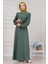 Beli Tünelli Fitilli Aslı Elbise-Yeşil 2