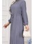 Beli Tünelli Fitilli Aslı Elbise-Gri 4