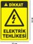 Dikkat Elektrik Tehlikesi Yapışkanlı Folyo Sticker Etiket 10 x 15 cm Uyarı Levhası 1