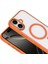 Apple iPhone 17 Kılıf Wireless Şarj Özellikli Krom M-Safe Silikon Kapak Turuncu 3