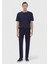 Lacivert Düz Örme Slim Fit Casual Pantolon 1