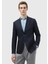 Lacivert Çizgili Zeroweight Slim Fit Yün Karışımlı Ceket 1