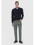 Yeşil Düz Dokuma Slim Fit Casual Pamuk Karışımlı Pantolon 1