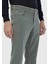 Yeşil Düz Dokuma Slim Fit Casual Pamuk Karışımlı Pantolon 4