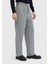 Gri Düz Dokuma Loose Fit Casual Pantolon 3