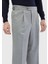 Gri Düz Dokuma Loose Fit Casual Pantolon 4