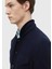 Lacivert Düz Shirt Shoulder Slim Fit %100 Yün Örme Ceket 5