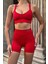 Prime FIT - Kırmızı Yüksek Bel Seamless Push-Up Toparlayıcı Şort Tayt 3