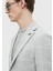 Açık Gri Kareli Shirt Shoulder Slim Fit Yün Karışımlı Ceket 5