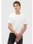 Beyaz Baskılı Bisiklet Yaka %100 Pamuk T-Shirt 1