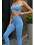 Prime FIT - Mavi Yüksek Bel Seamless Push-Up Toparlayıcı Tayt 2