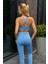 Prime FIT - Mavi Yüksek Bel Seamless Push-Up Toparlayıcı Tayt 5