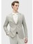 Bej Çizgili Zeroweight Slim Fit Yün Karışımlı Ceket 1