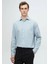 Mavi Düz Loose Fit Dokuma Casual Yün Karışımlı Gömlek 1