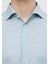 Mavi Düz Loose Fit Dokuma Casual Yün Karışımlı Gömlek 5