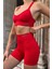 Prime Fıt - Kırmızı Çapraz Askılı Destekli Seamless Bra sporcu sütyeni 4