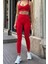 Prime Fıt - Kırmızı Çapraz Askılı Destekli Seamless Bra sporcu sütyeni 5