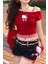 Kırmızı Hello Kitty Nakışlı Y2K Kısa Kollu Crop 2