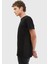 Siyah Düz Bisiklet Yaka %100 Pamuk T-Shirt 3
