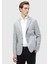 Açık Gri Düz Shirt Shoulder Slim Fit Yün Karışımlı Ceket 3
