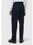 Lacivert Çizgili Dokuma Loose Fit Casual Pantolon 5