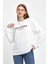 Kadın Bisiklet Yaka Rahat Kalıp 3 Iplik Kalın Californıa Baskılı Sweatshirt SPR24SWK32 3