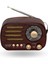 Büro Ev Ofis Hediyesi Için Mini Ahşap Şarjlı Retro Oval Tasarım Radyo 1