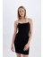 Bodycon Kare Yaka Siyah Askılı Mini Elbise D3265AXNS 15